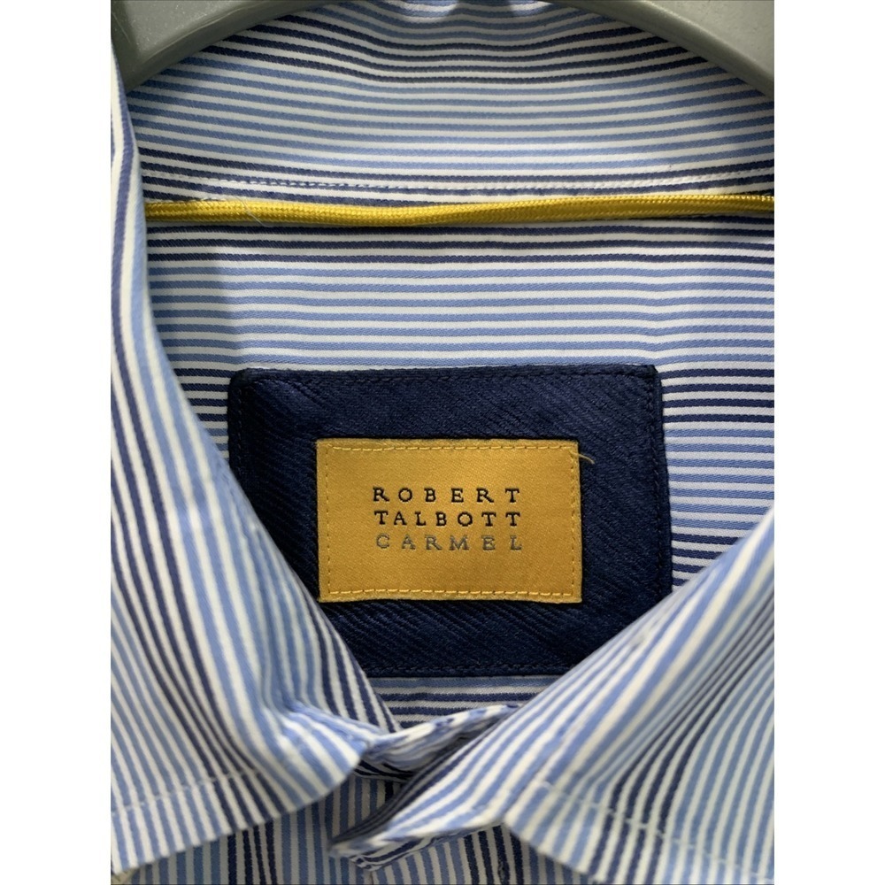 Robert Talbott Carmel Shirt L Long Sleeve Button Up Blue Striped Cotton EUC - Picture 2 of 6